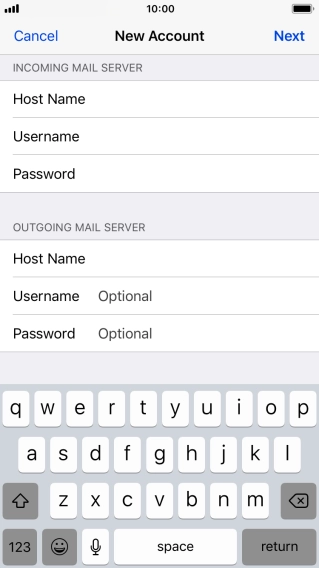 Press Username and key in the username for your email account. Please note that if you're using Vodafone's outgoing server, leave the username field empty. Press Username and key in the username for your email account. Please note that if you're using Vodafone's outgoing server, leave the username field empty.
