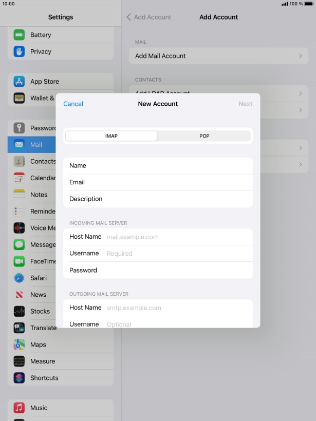 Press IMAP. Press IMAP.