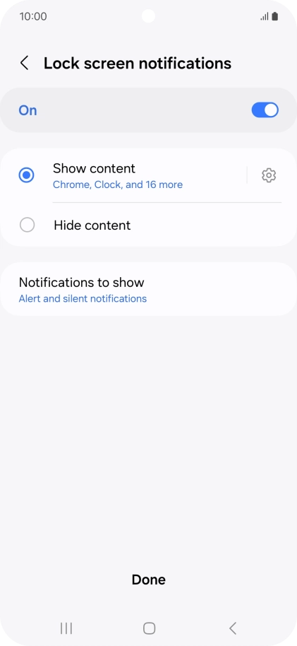 Press the required settings to turn them on or off. Press the required settings to turn them on or off.