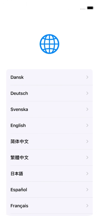 Press the required language. Press the required language.
