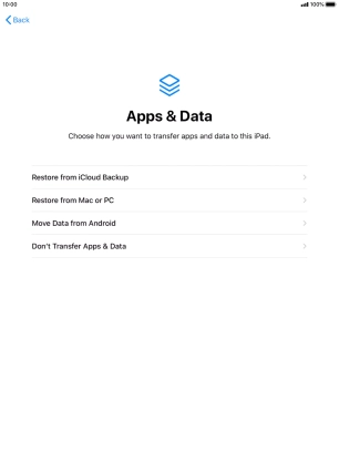 Press Don't Transfer Apps & Data and follow the instructions on the screen to finish the activation. Press Don't Transfer Apps & Data and follow the instructions on the screen to finish the activation.