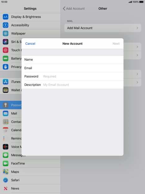 Press Password and key in the password for your email account. Press Password and key in the password for your email account.