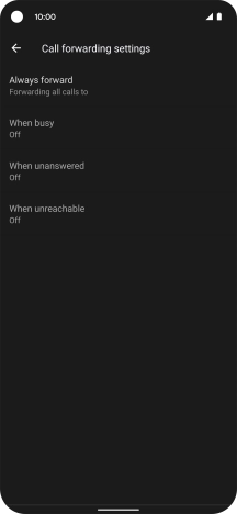 Press the required divert type. Press the required divert type.