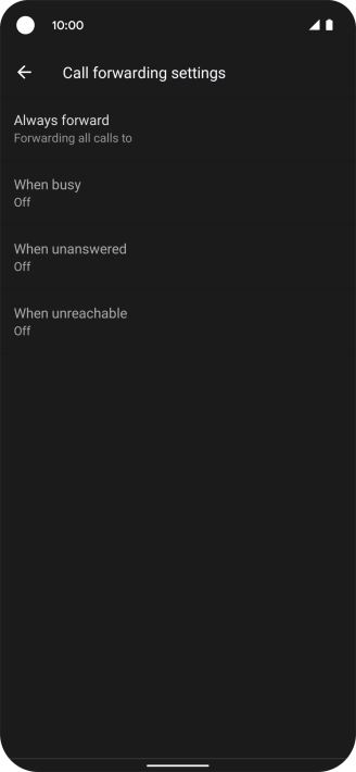 Press the required divert type. Press the required divert type.