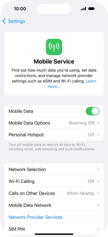 Press Mobile Data Options. Press Mobile Data Options.