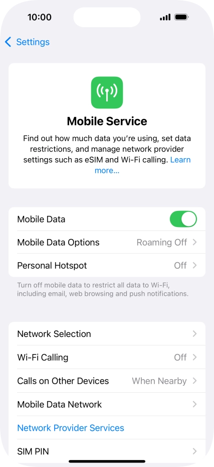 Press Mobile Data Options. Press Mobile Data Options.