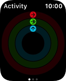 The screen will tell you how far you are from completing your daily activity goals. When the coloured rings are closed, you've reached the goals of your daily activity. The screen will tell you how far you are from completing your daily activity goals. When the coloured rings are closed, you've reached the goals of your daily activity.
