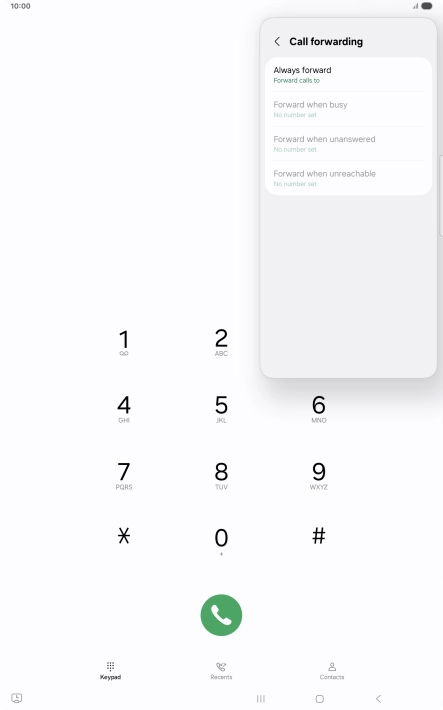 Press the required divert type. Press the required divert type.
