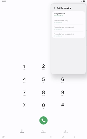 Press the required divert type. Press the required divert type.