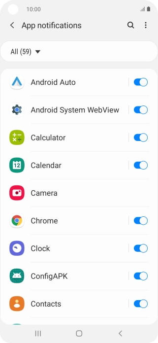 Press the indicators next to the required apps to turn the function on or off. Press the indicators next to the required apps to turn the function on or off.