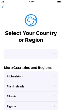 Press the required country or area. Press the required country or area.