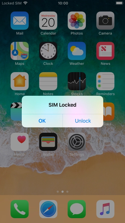 If your SIM is locked, press Unlock. If your SIM is locked, press Unlock.