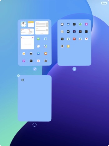 Press the delete icon next to the required home screen page. Press the delete icon next to the required home screen page.