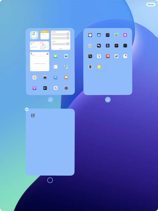 Press the delete icon next to the required home screen page. Press the delete icon next to the required home screen page.