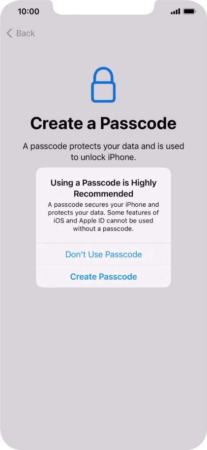 If you turn off the function, press Don't Use Passcode. If you turn off the function, press Don't Use Passcode.