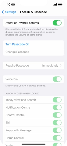 Press Turn Passcode On and key in a phone lock code of your own choice twice. Press Turn Passcode On and key in a phone lock code of your own choice twice.