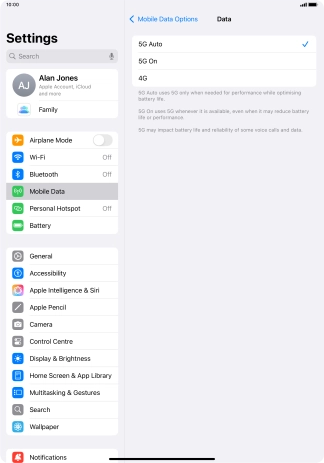 Press the required setting. Press the required setting.