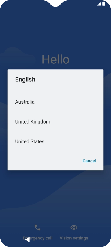 Press the required country or area. Press the required country or area.