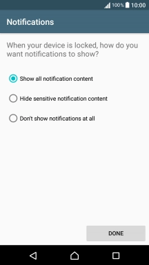 Press the required setting. Press the required setting.