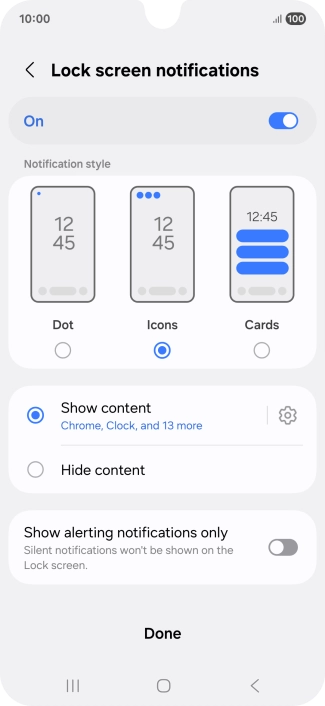 Press the required settings to turn them on or off. Press the required settings to turn them on or off.
