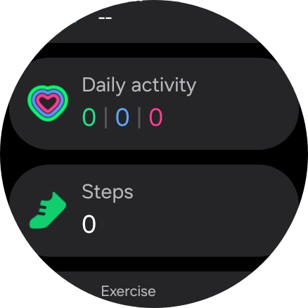 Under Daily activity, you can see how far you are from completing your daily activity goals. Under Daily activity, you can see how far you are from completing your daily activity goals.