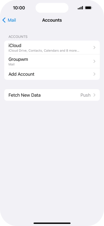 Press the name of the email account you've just set up. Press the name of the email account you've just set up.
