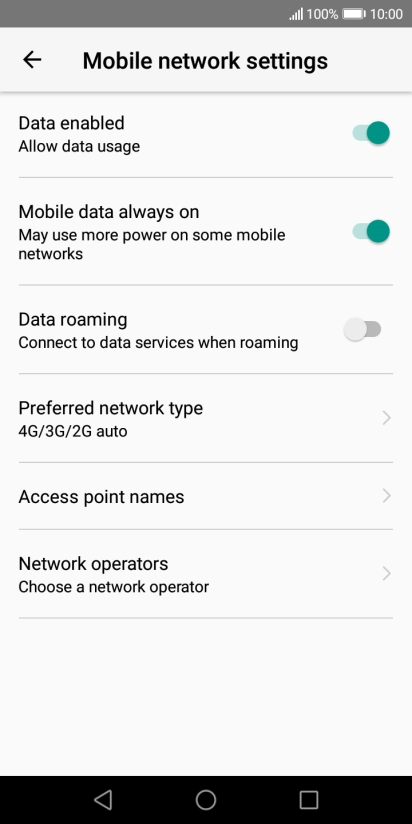 Press Access point names. Press Access point names.