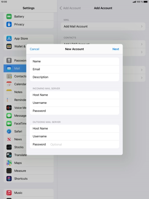 Press Password and key in the password for your email account. Please note that if you're using Vodafone's outgoing server, leave the password field empty. Press Password and key in the password for your email account. Please note that if you're using Vodafone's outgoing server, leave the password field empty.
