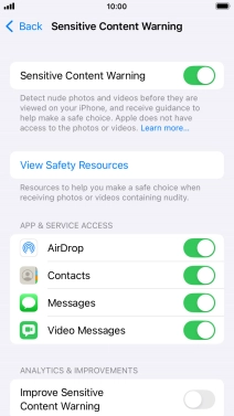 Press the indicators next to the required applications to turn the function on or off. Press the indicators next to the required applications to turn the function on or off.