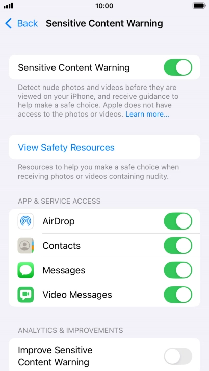 Press the indicators next to the required applications to turn the function on or off. Press the indicators next to the required applications to turn the function on or off.