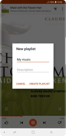 Key in a name for the playlist and press CREATE PLAYLIST. Key in a name for the playlist and press CREATE PLAYLIST.