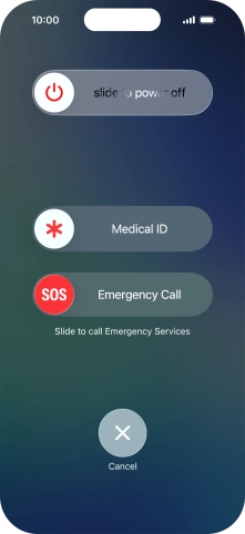 Press and drag the power off icon right. Press and drag the power off icon right.