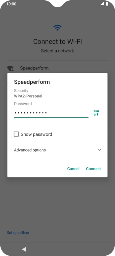 Key in the password for the Wi-Fi network and press Connect. Key in the password for the Wi-Fi network and press Connect.