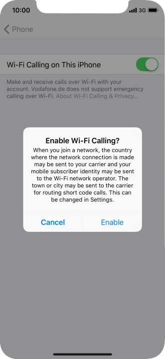 If you turn on the function, press Enable. If you turn on the function, press Enable.