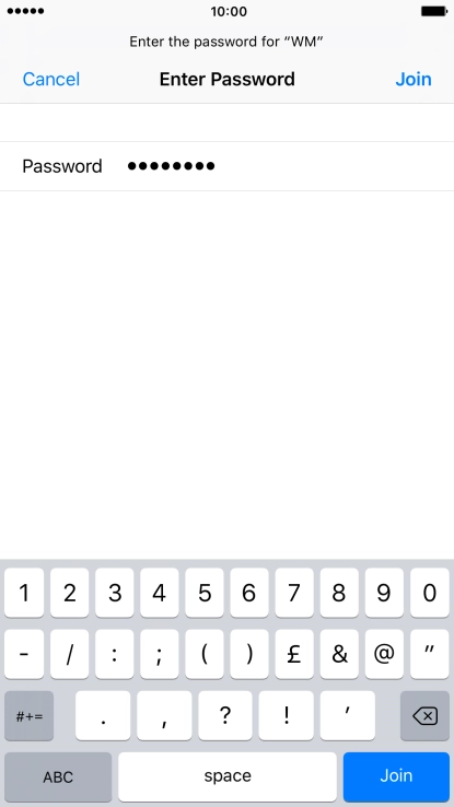 Key in the password for the Wi-Fi network and press Join. Key in the password for the Wi-Fi network and press Join.