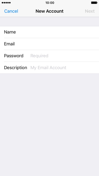Press Password and key in the password for your email account. Press Password and key in the password for your email account.