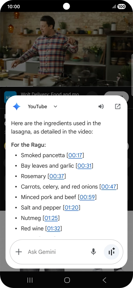 The answer from Gemini to your question is displayed. The answer from Gemini to your question is displayed.