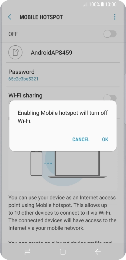 If Wi-Fi is turned on, press OK. If Wi-Fi is turned on, press OK.