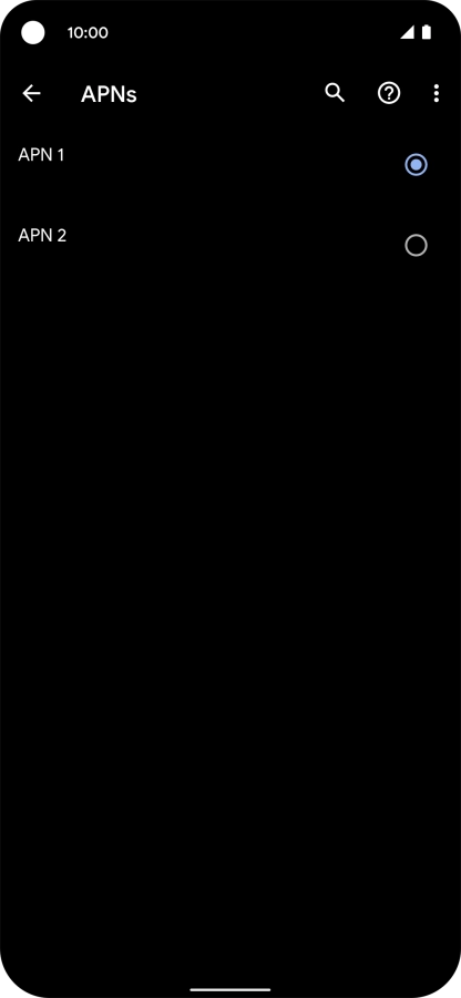 Press the field next to the required data connection to activate it. Press the field next to the required data connection to activate it.