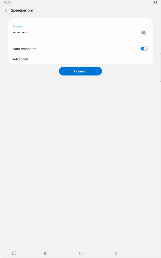Key in the password for the Wi-Fi network and press Connect. Key in the password for the Wi-Fi network and press Connect.