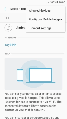Press Configure Mobile hotspot. Press Configure Mobile hotspot.