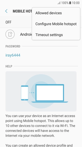 Press Configure Mobile hotspot. Press Configure Mobile hotspot.