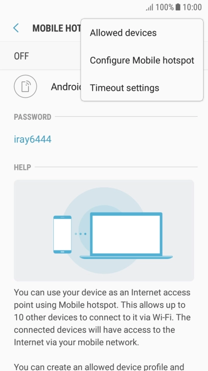 Press Configure Mobile hotspot. Press Configure Mobile hotspot.