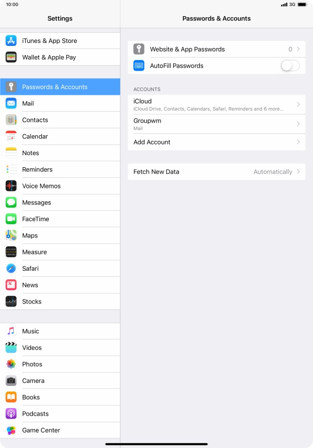 Press the name of the email account you've just set up. Press the name of the email account you've just set up.