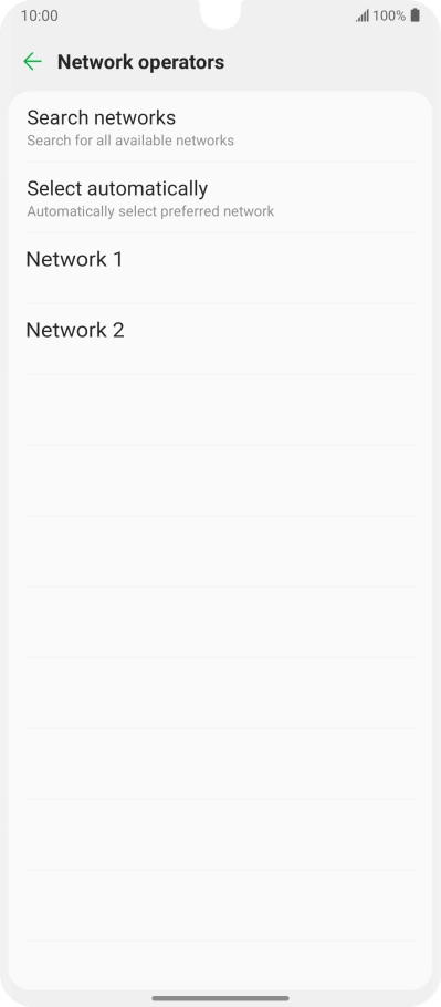 Press the required network. Press the required network.