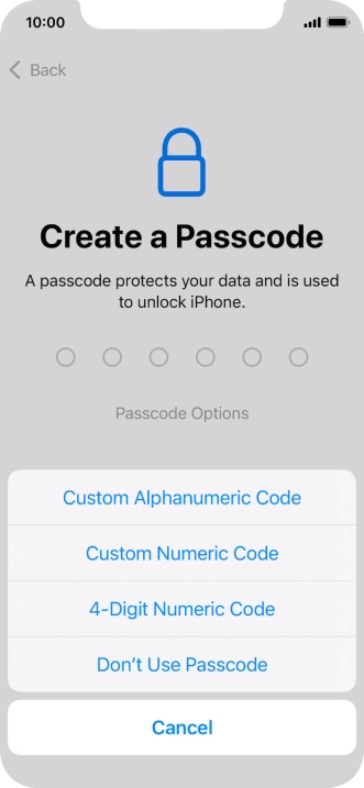 Follow the instructions on the screen to turn on use of phone lock code or press Don't Use Passcode. Follow the instructions on the screen to turn on use of phone lock code or press Don't Use Passcode.