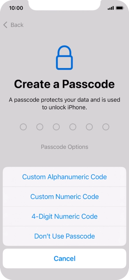 Follow the instructions on the screen to turn on use of phone lock code or press Don't Use Passcode. Follow the instructions on the screen to turn on use of phone lock code or press Don't Use Passcode.