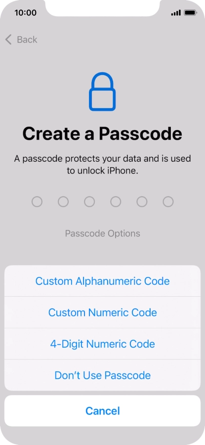 Follow the instructions on the screen to turn on use of phone lock code or press Don't Use Passcode. Follow the instructions on the screen to turn on use of phone lock code or press Don't Use Passcode.