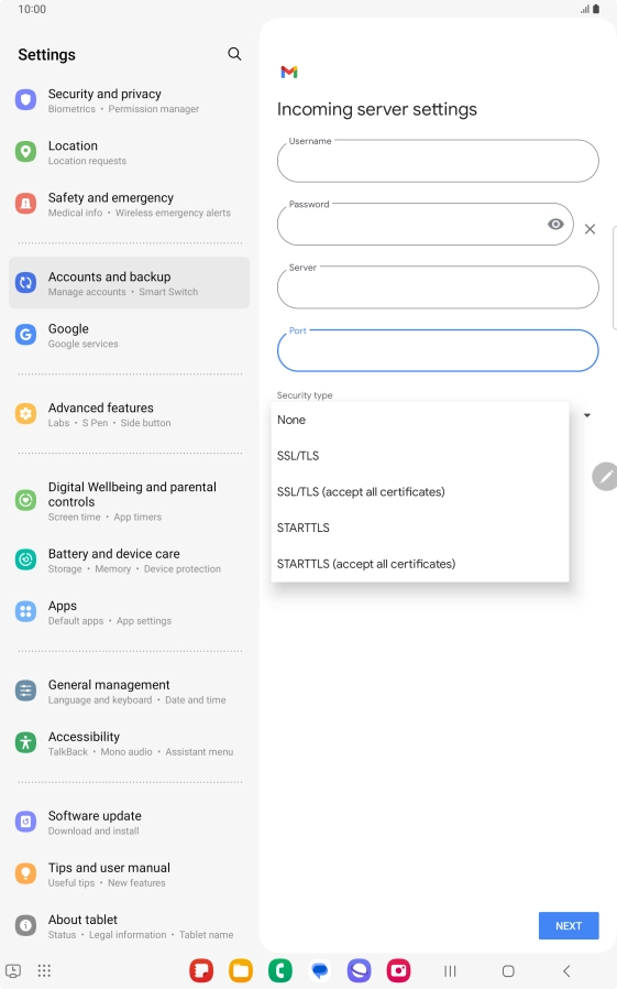 Press SSL/TLS. Press SSL/TLS.
