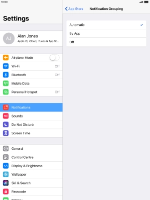 Press the required setting. Press the required setting.